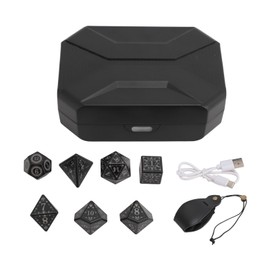7pcs Light Up LED Dice Set Glowing Polyhedral Dice with Charging Case for Role Playing Dice Tabletop Games Black Storage Bag