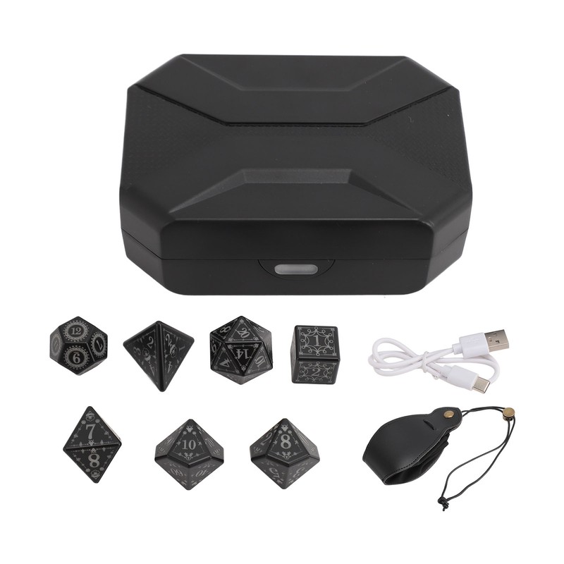 7pcs Light Up LED Dice Set Glowing Polyhedral Dice with