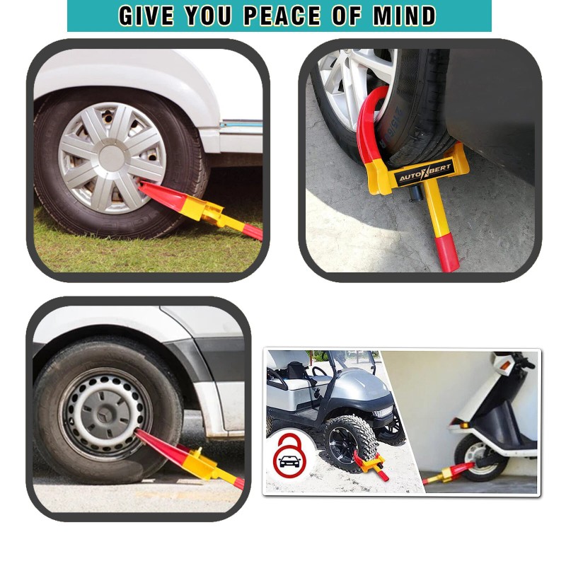 AUTOXBERT 2xHEAVY DUTY Adjustable Wheel Clamps Tire Lock Car Security