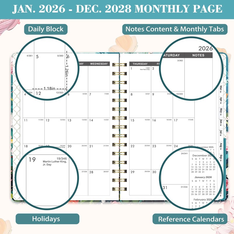 2027-2029 Monthly Planner - 3 Year Planner 2027-2029, Jan. 2027