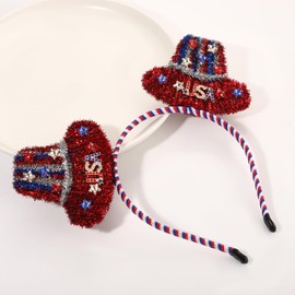 MOLOCH 4th of July Headband USA Top Hat Headbands for Women Red White Blue Patriotic Hairband Independence Day Hair Accessories