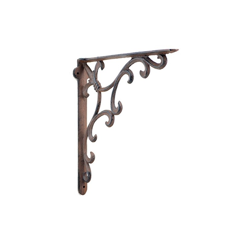 Ornate Fleur De Lis Wall Shelf Bracket Brace Rust Brown