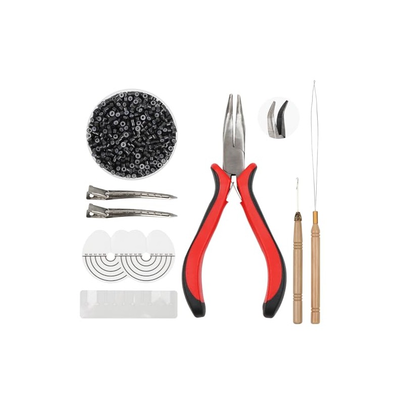 Hair Extension Tools Kit, 500Pcs 5mm Hair Extension Beads, Pliers