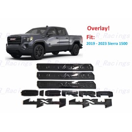 GMC Overlay 6PCS Gloss black Door Rear Sierra Elevation 4x4 Emblem 2019+ Sierra 1500