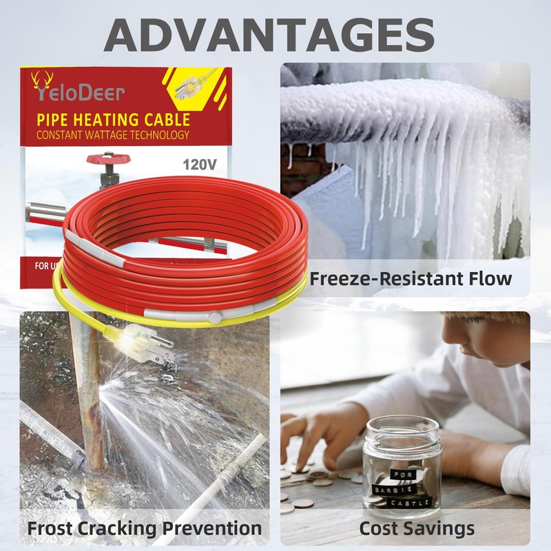 YeloDeer Heat Trace for Pipe Freeze Protection, Water Pipe Heat