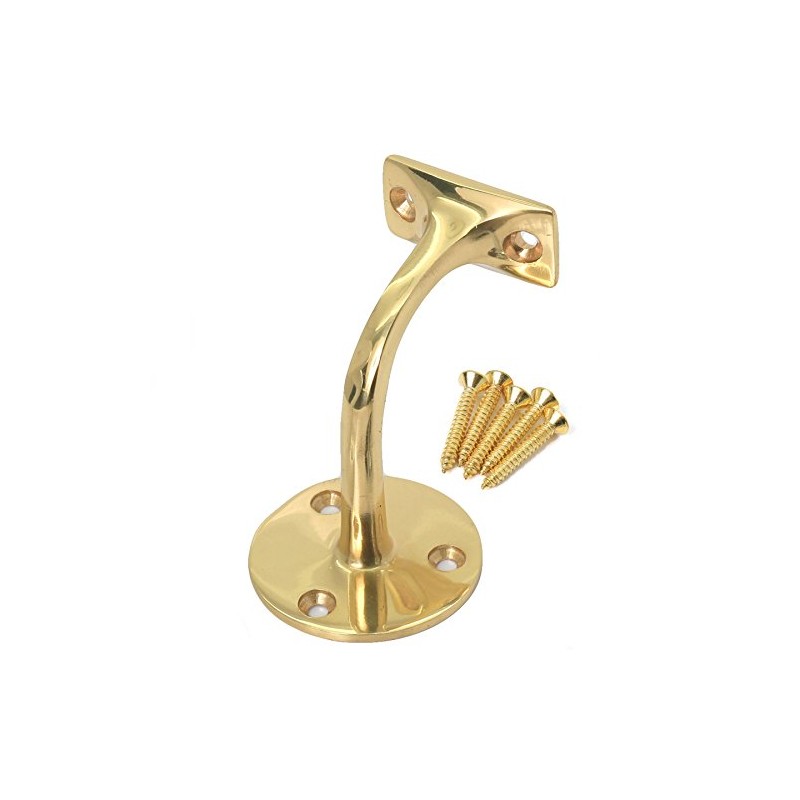 5X Polished Brass Handrail Wall Brackets & Screws