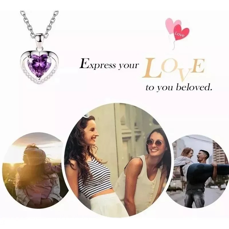 Collar Y Aretes Dije Corazón Cristal Mujer,regalo Para Mujer