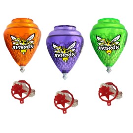 Cometa Avispon - Paquete de 3 tapas giratorias de plástico duraderas para niños, punta de metal, fabricadas en México, Trompo Mexicano Avispon Plco Durable y Punta de Metal (paquete de 3 colores surtidos)
