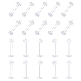 D.Bella Clear Piercing Retainer Lip Piercing Cartilage Helix Tragus Stud Earrings Bioflex Flexible Horseshoe Septum Nose Ring Nose Stud Plastic Piercings Kit for Women Men, Plastic