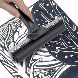 Hard Rubber Brayer Roller,Anti Skid Tape Construction Tool for Printmaking Wallpapers Stamping Gluing Application (3.8 Inch)