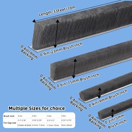 COUMENO 2Pack Weatherstripping Sealing Strip, Self Adhesive Door Window Weather Stripping,33FT Door Window Sealing for Weatherproofing Grey