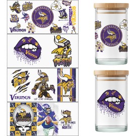 4 Sheet Cup Wraps American Football UV Dtf Cup Wraps for 16 Oz Glass Cups Tumblers, Waterproof Rub on Transfers Stickers for Wood Furniture Car DIY Crafts Decor Wrap Decals (16)