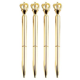 U Scinan 4 PCS Crown Top Ballpoint Pen Classic Metal Ballpoint Pen Office Supplies Gift, Black Ink