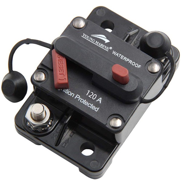 Young Marine Circuit Breaker for Boat Trolling with Manual Reset,Water Proof,12V- 48V DC (Surface Mount-120A)