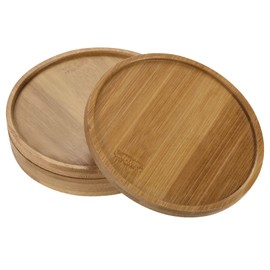 PATIKIL Plant Pot Saucer, 4 Pack 5 Inch OD Bamboo Round Flower Drip Tray for Indoors