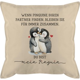Shirtracer Cushion 50 x 50 cm - When Penguins Find Their Partner They Stay Together Forever I Partner Gifts Couple Anniversary Gift Couples Christmas - 50 x 50 cm - Beige Natural