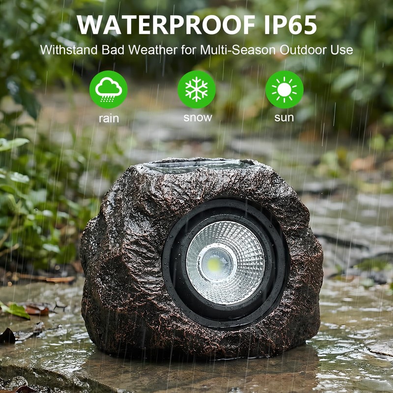 Candieslife Solar Rock Lights Outdoor Garden Waterproof - Super Bright