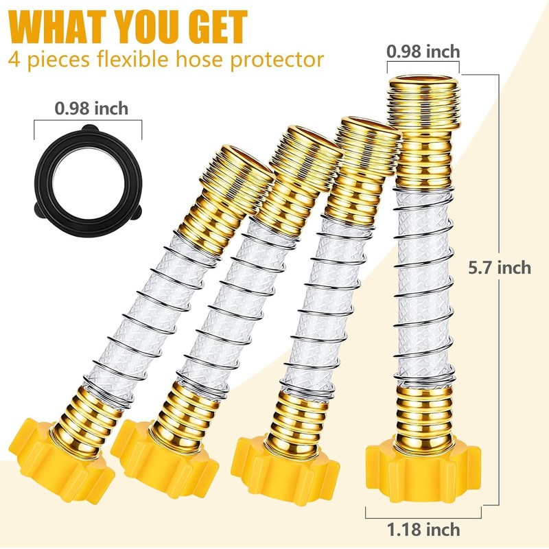 4pcs Garden Hose Protector, Flexible Garden Hose Extension Adapter, Hose