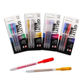 SAKURA Gelly Roll Retractable Gel Pens Colored - Classic, Craft, Stardust & Metallic - Medium Point Ink Pen for Journaling, Art, or Drawing - Colored Gel Pens with Assorted Colored Ink - 12 Pens