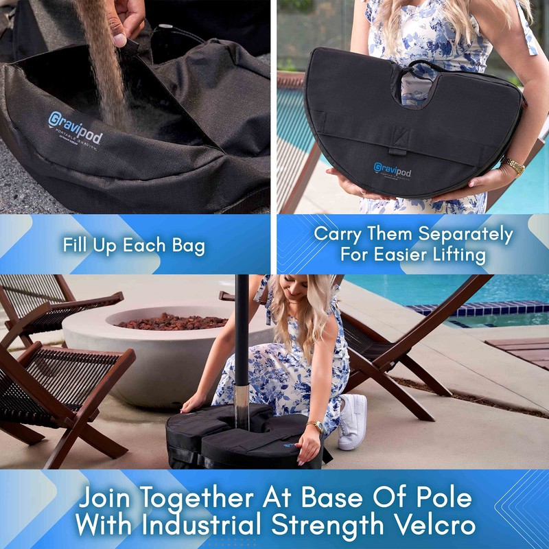 Gravipod DUO Round 2-Piece Design Detachable Umbrella Base Weight, Up