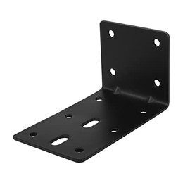 10 Pcs 4" Black Steel L Right Angle Bracket, Corner Brace Thick 1.8 mm,Max.Load 66LB, Adjustable Slot & Screws Reinforcing Rib Design Metal Joint Support