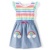 Gymboree,Girls,and Toddler Embroidered Short Sleeve Dress,6,Rainbow Stripe