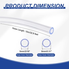 PATIKIL 32.8Ft Air Conditioner Drain Hose 1/5" ID x 5/16" OD Leakproof PVC Clear Universal AC Drain Hose Pipe Replacement for Mini-Split Window AC Unit Parts Irrigation Washing Tube