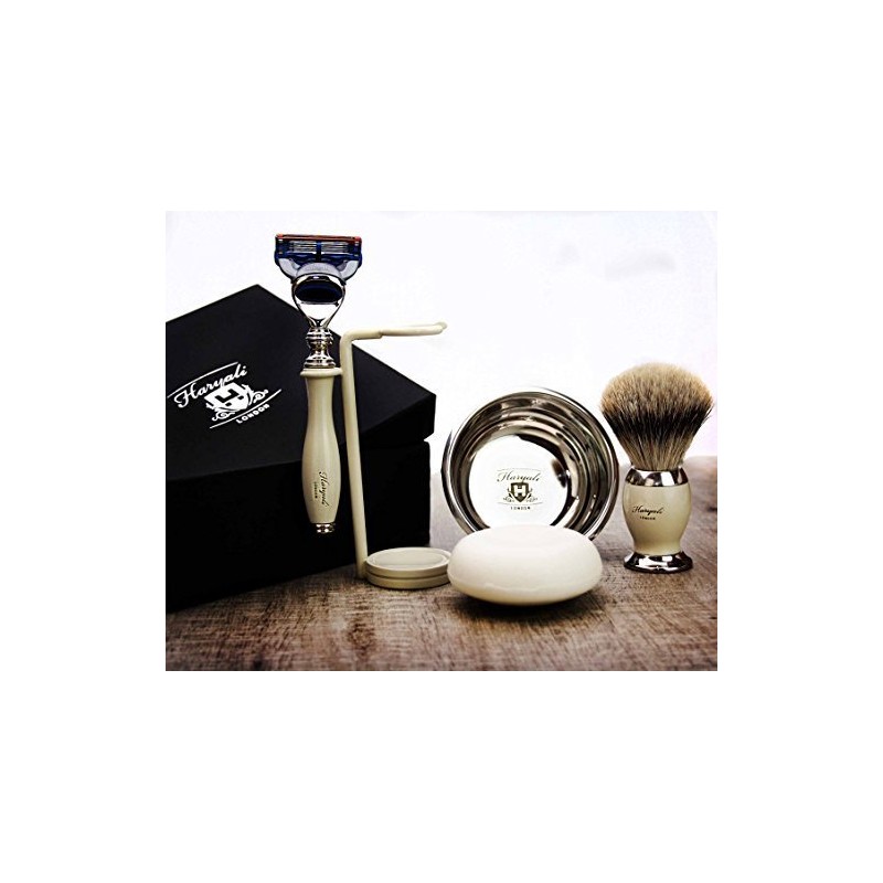 5 Piece Shaving Set - With Silver Tip Badger Brush