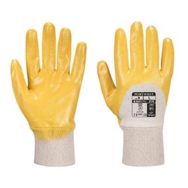Portwest A330 Nitrile Work Gloves Grip 12 Gauge Knitwrist Coated Seamless Cotton Lightweight Abrasion Resistant Oil Handling Industrial Safety PP, Medium