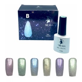 Lé Mussa Gama Gel Uv Efecto Cristal Para Uñas X 6 Piezas 10 Ml