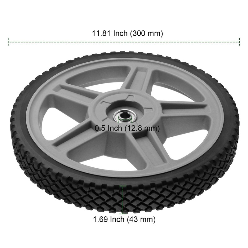 PINGEUI 2 Pack 12" x 1.75" Plastic Spoked Wheel, 1/2"