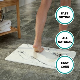 SlipX Solutions Quick-Dry Absorbent Non-Slip Bath Mat (Marble, 17.75" x 13.75")