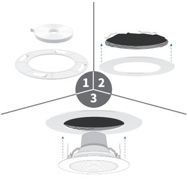 LightLabs Goof Ring Gloss 12 Pack 8.65" Diameter for 6" Cans. Inlcudes Mounting Tape to Fix Drywall Damage for Flush Mount Recessed Down Lights. 6.2" Inner Diameter Recessed Light Cover Glossy White