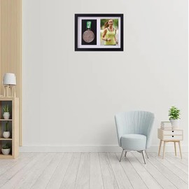 Solid wood Race Medal Display Mounted, medal display shadow box,medal display box, multi-functional sports medal display rack,very suitable for marathon athletes, medal and photo display racks