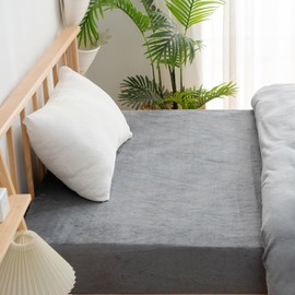 fuwawa Fitted Sheet, Semi-Double, Washable, Warm, Moisture-Absorbent, Heat Generating, For Winter, Cold Protection, Bed Sheet, Bed Cover, Futon Cover, Bedding, Heat Warm, Volume, Fluffy, Autumn, Autumn, Solid, Scandinavian Gray