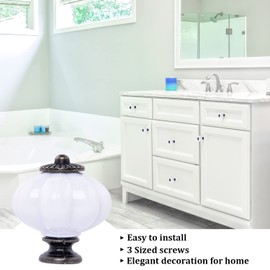 IEIK Acrylic Pumpkin Knobs, White Cabinet knobs Set of 10 Vintage Decorative Handles Pulls for Doors, Closet, Drawers, Dresser, Cupboard, Kitchen Furniture or Kids Room