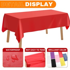 RowinsyDD 20 Pack Red Plastic Table Cloths Disposable，54 x 108 Inches Plastic Table Cover for Rectangle Tables，Disposable Tablecloth for Dinning，Parties，BBQ，Wedding，Outdoor