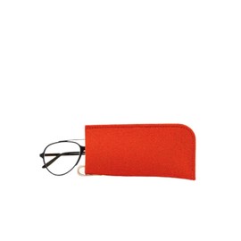 Graf Lantz Eyeglass Sleeve - 100% Merino Wool and Leather - Protective, Scratch Free Material (Orange)