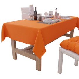 PETTI Artigiani Italiani - Tablecloth, Kitchen Tablecloth, Cotton, Plain, Orange, 6 Seats (140 x 180 cm), 100% Made in Italy