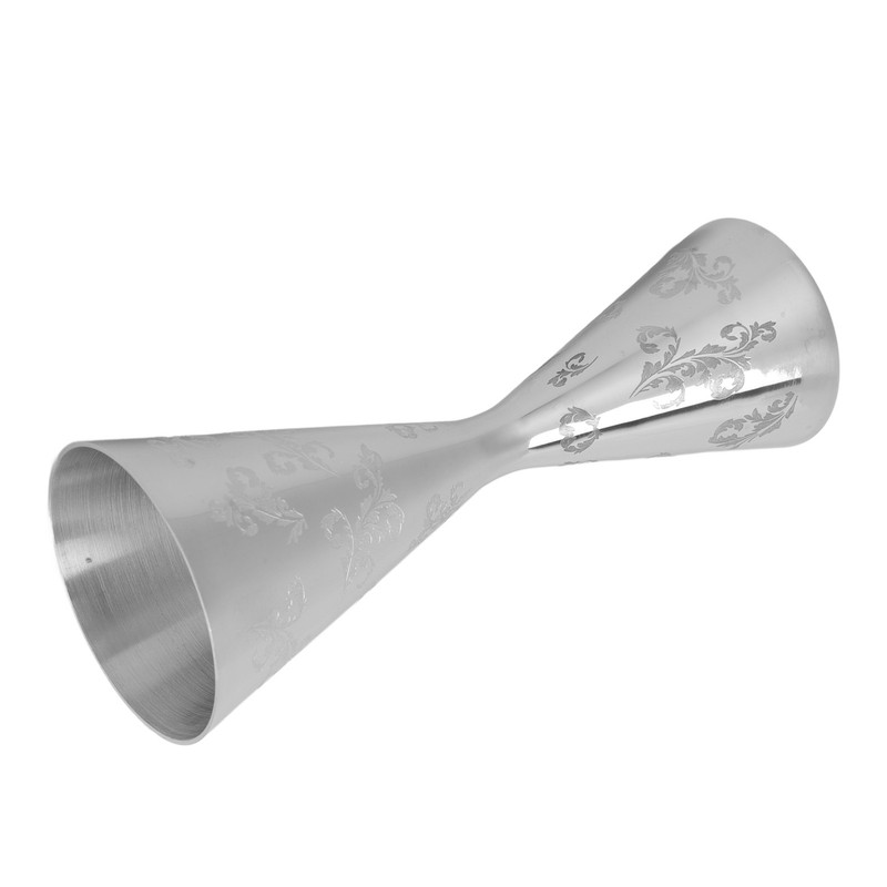 Jigger Stainless Steel Leaves Stripe Double Head Cocktail Bartending Jigger