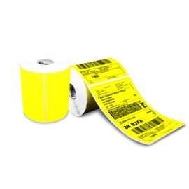Etiqueta Termica Amarilla 4x6 Pulgadas (102x152mm) de envió directo, Guias de paqueterias, Rollo C/ 300 etiquetas para impresoras de escritorio Ribetec, Zebra, TSC, Honeywell, etc
