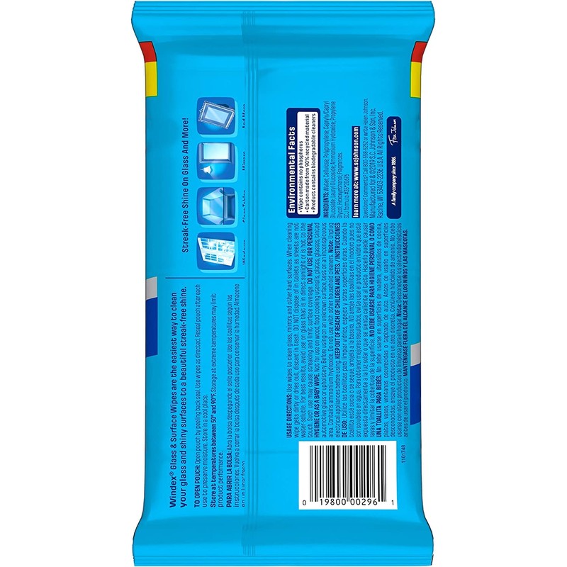 Windex Glass Cleaning Wipes, Pre-Moistened Glass and Surface Wipes to