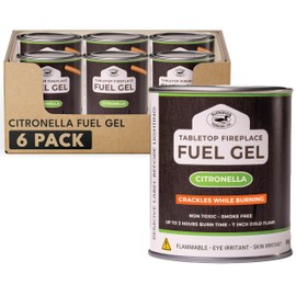 Superior Trading Co. Citronella Gel Fuel Cans, Clean-Burning Bioethanol Gel, Smoke-Free, Fresh Scent 3-Hour Burn, Indoor & Outdoor Safe, 368g, 12 Pack
