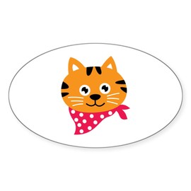 CafePress Cat Head Animal Neck Scarf Sticker Oval Car Bumper Sticker(10-Pack)