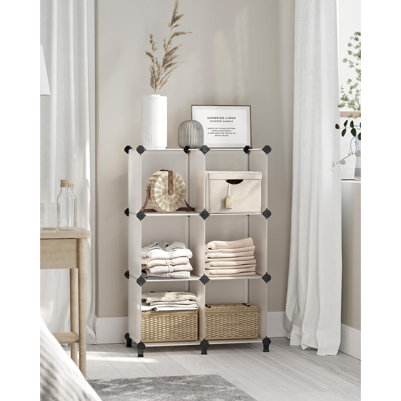 SONGMICS 6 Cube Storage Organizer, DIY Closet Shelf, Plastic Clothes
