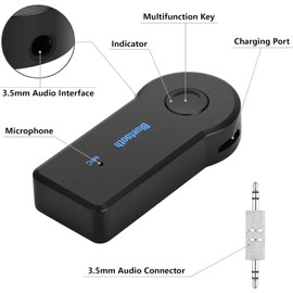 Car Bluetooth 3.5mm AUX Receiver Adapter, Noise Cancelled 3.5mm Aux Blue tooth 5.3 Car Amplifiers Receiver Hands-Free Calls & Music Streaming/Speakers/Wired Headphones,Dual Connection