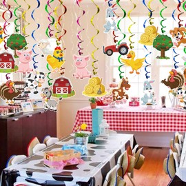 Farm Animal Party Hanging Swirl Decorations 30 Pack Party Banner Hanging Swirl Banner Decor Animal Farm Party Supplies for kids Birthday Party Baby Shower