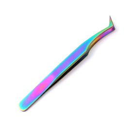OdontoMed2011 Multi Rainbow Color Eyelash Extension Tweezers Semi Angled