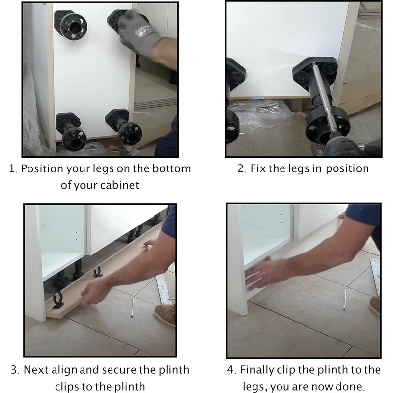SHIERYUE 4 Pack Adjustable Furniture Feet,Adjustable Cabinet Legs for Kitchen