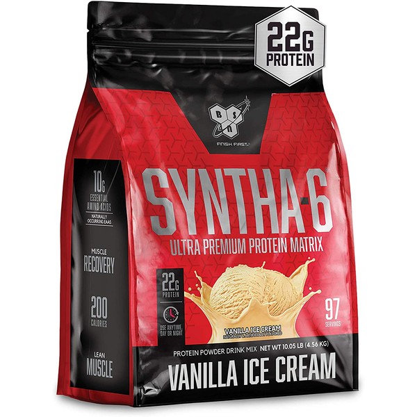 BSN SYNTHA-6 Whey Protein Powder, Micellar Casein, Milk Protein Isolate Powder, Vanilla Ice Cream, 97 Servings (Package May Vary)